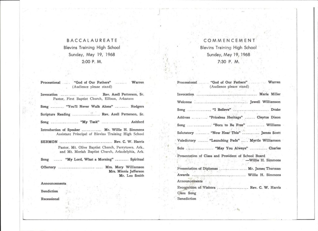 Page 2 of the 1968 commencement program.